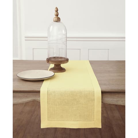 Linen Table Runner for Dining Table, Holiday and Everyday Table Decor - Classic Hemstitch