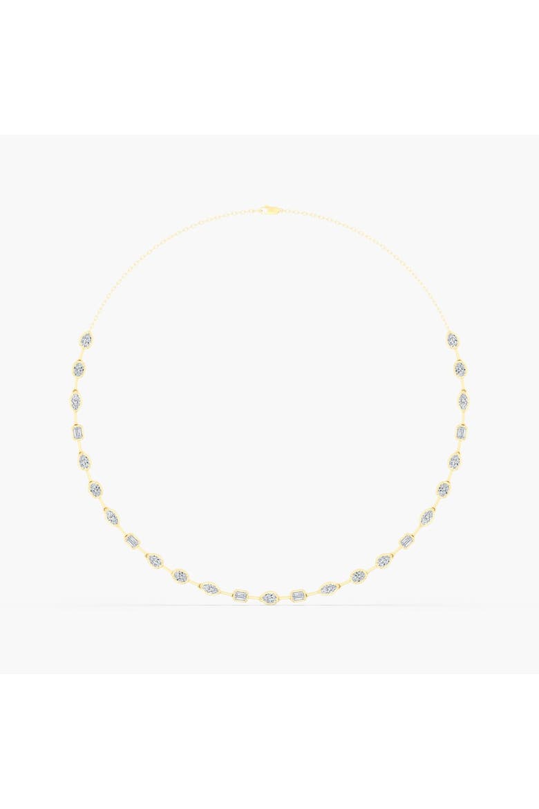 Gold Frame Multi Shape Tennis Lab Diamond Necklace in 14K, Main, color, Yellow Gold