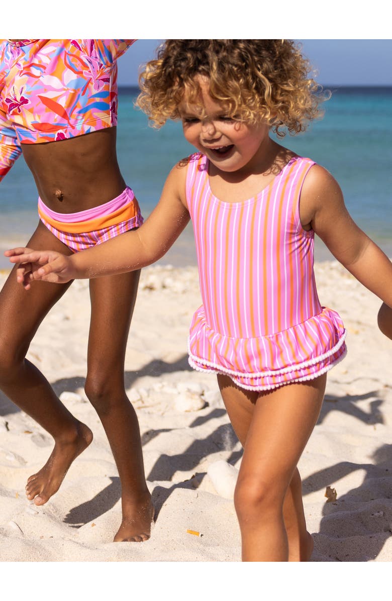 Snapper Rock Stripy Sunset One-Piece Swimsuit, Alternate, color, Pink