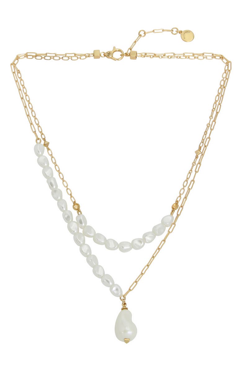 AllSaints Imitation Pearl Pendant Layered Necklace, Main, color, Pearl/ Gold