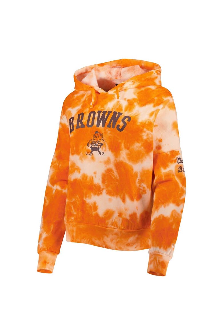 Women's New Era Orange Cleveland Browns Cloud Dye Fleece Pullover Hoodie, Alternate, color, Orange