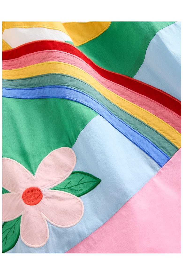 Kids' Rainbow Appliqué Tie Shoulder Cotton Dress, Alternate, color, BLUE MULTI RAINBOW SCENE