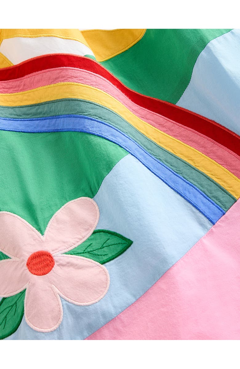 Mini Boden Kids' Rainbow Appliqué Tie Shoulder Cotton Dress, Alternate, color,