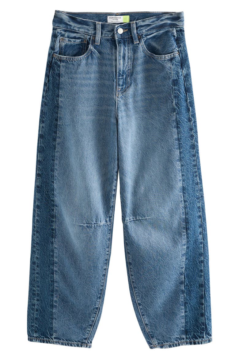Two-Tone Barrel Leg Jeans, Alternate, color, MULTI