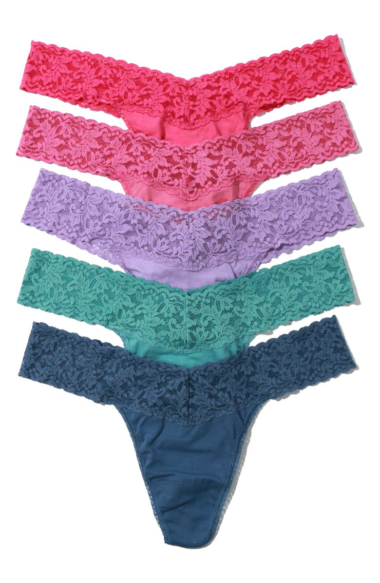 Hanky Panky Holiday Assorted 5-Pack Original Rise Cotton Thongs, Alternate, color, 