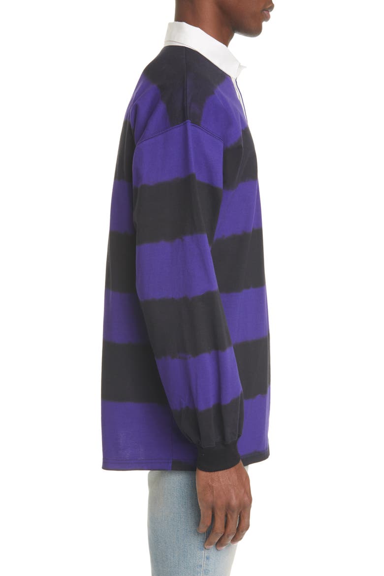 Stripe Rugby Polo Shirt, Alternate, color, PURPLE BLACK