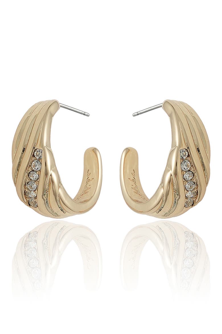 Textured Crystal Hoop Earrings, Alternate, color, GOLD