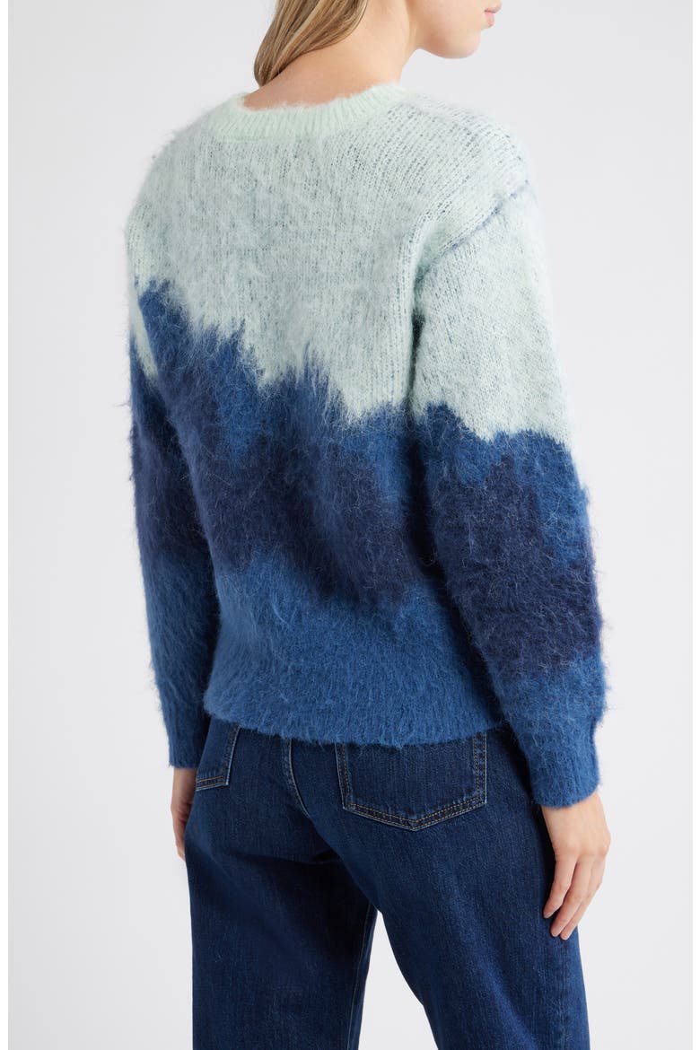 Brushed Jacquard V-Neck Sweater, Alternate, color, MINT