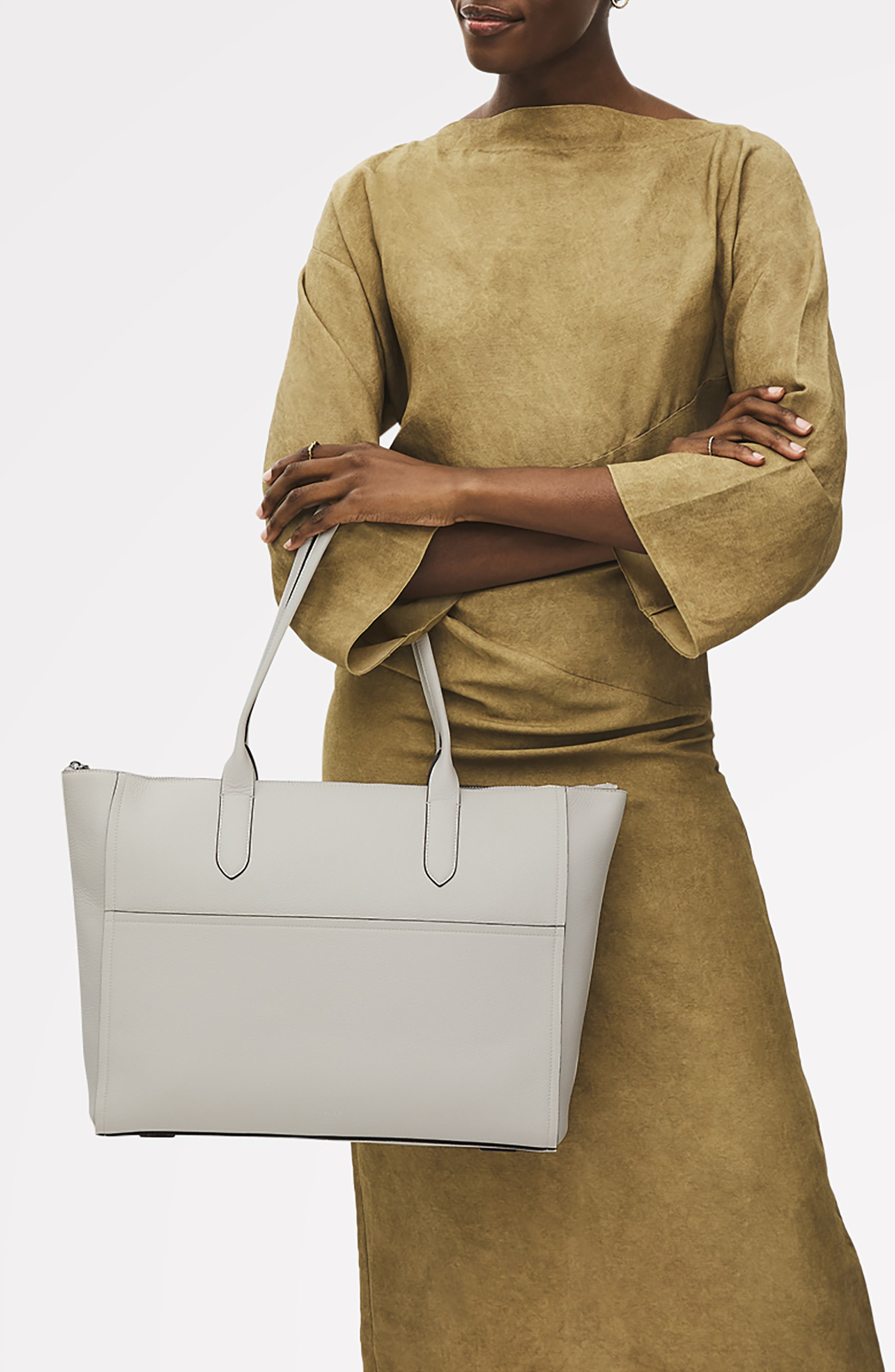 Medium Oak Street Leather Tote, Alternate, color, CHALK