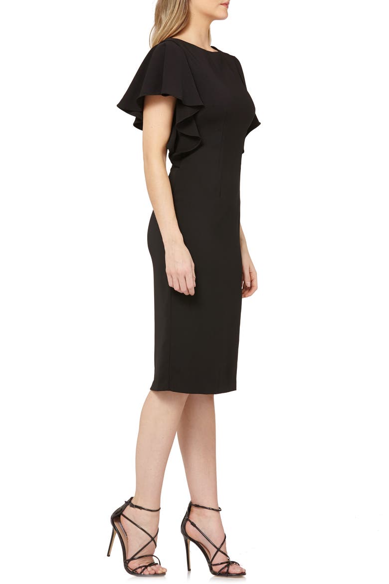 Flutter Sleeve Sheath Dress, Alternate, color, BLACK