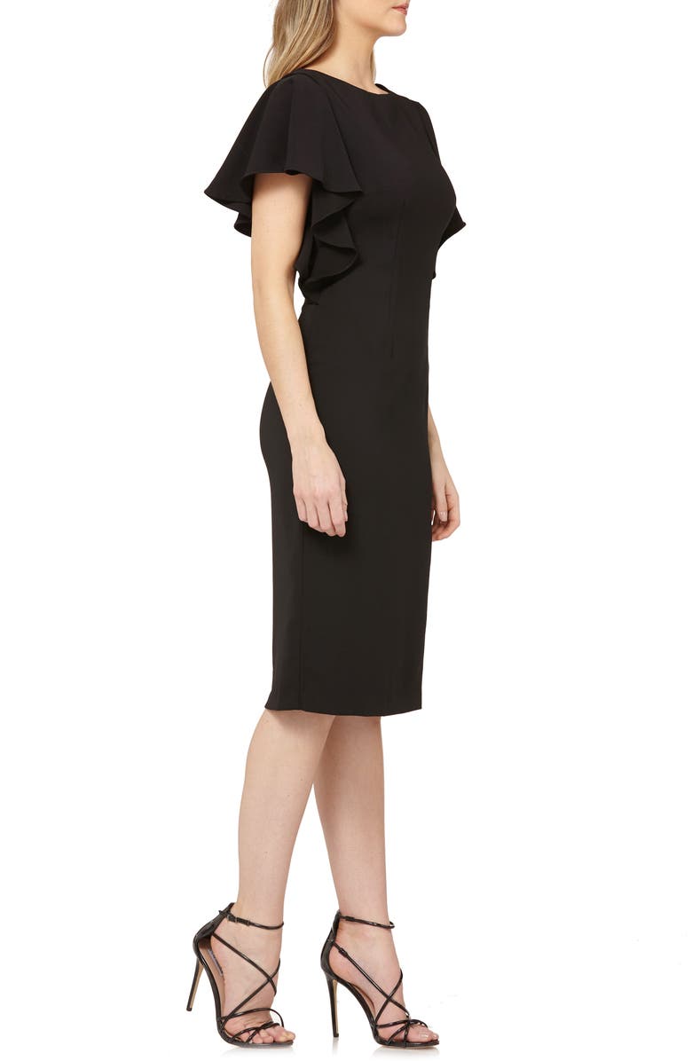 Carmen Marc Valvo Infusion Flutter Sleeve Sheath Dress, Alternate, color,