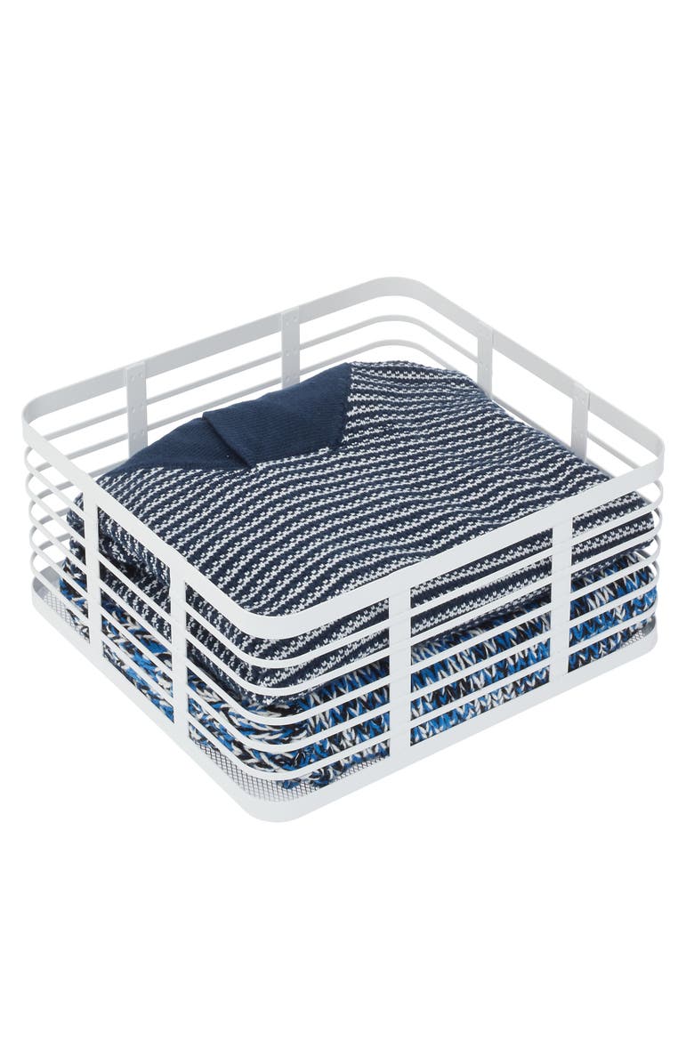 mDesign Metal Pantry Basket with Handles - Set of 4 - Matte White, Alternate, color, Matte White