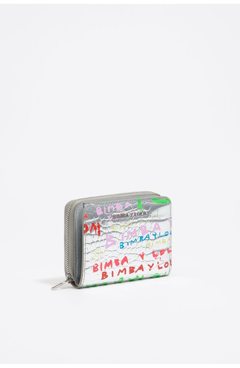 Bimba y Lola Mock Croc Bimba Compact Purse, Main, color, Silver