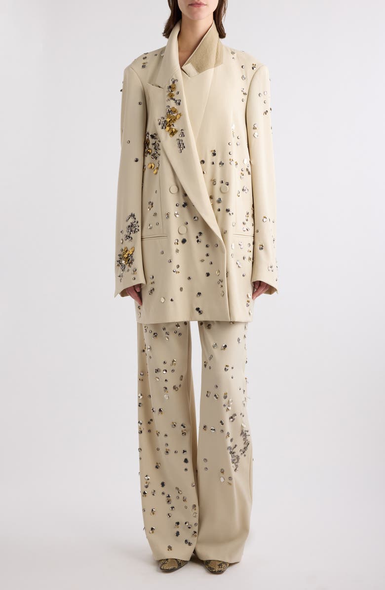 Dries Van Noten Embellished Wool Pants, Alternate, color, 