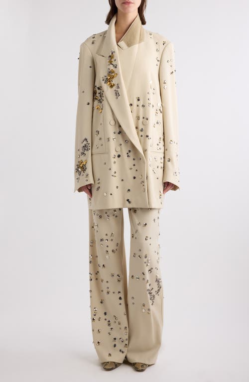 Dries Van Noten Embellished Wool Pants In Cream