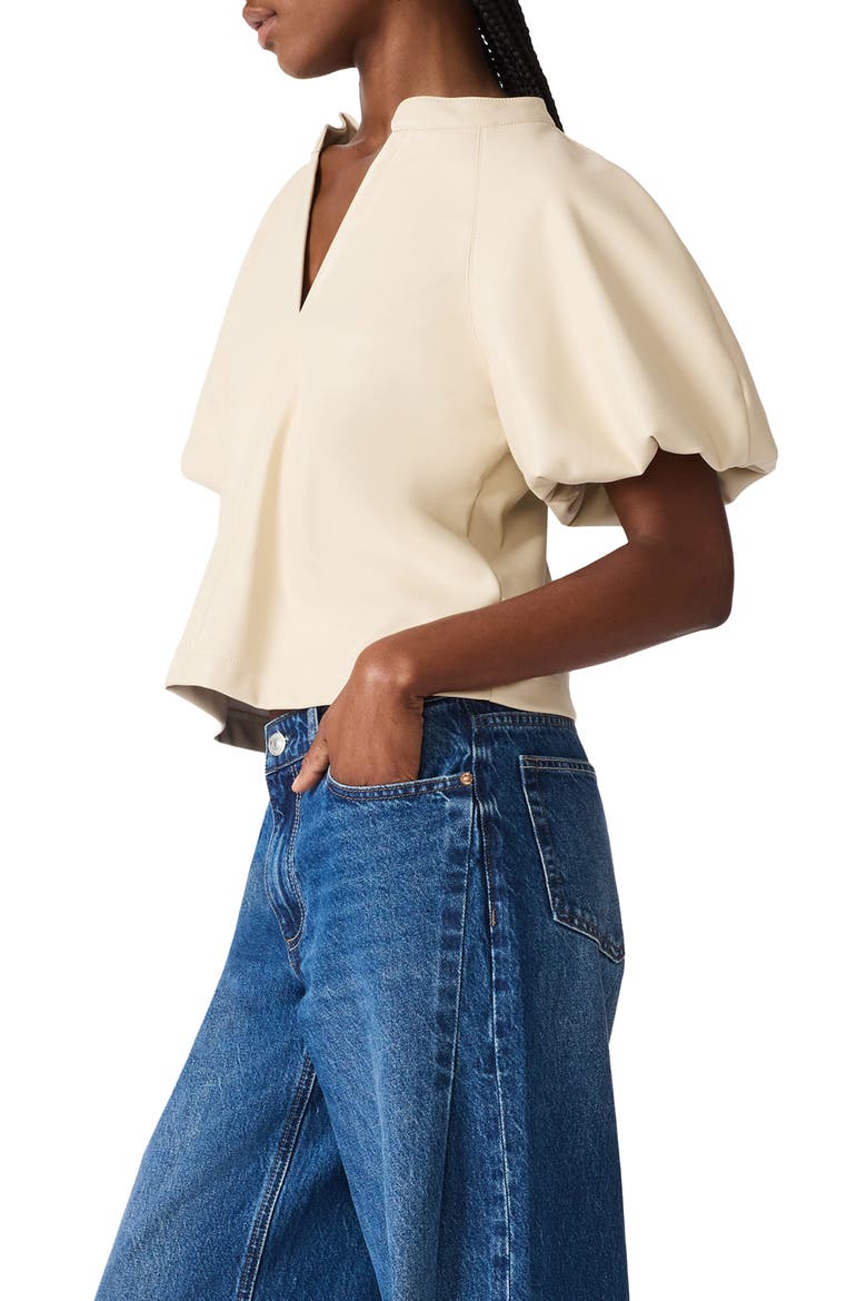Cecila Faux Leather Top, Alternate, color, BONE