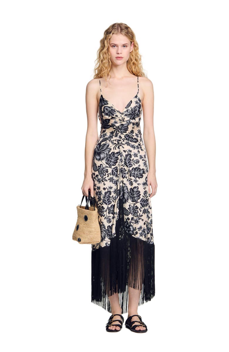 SANDRO Floral print maxi dress, Alternate, color, 