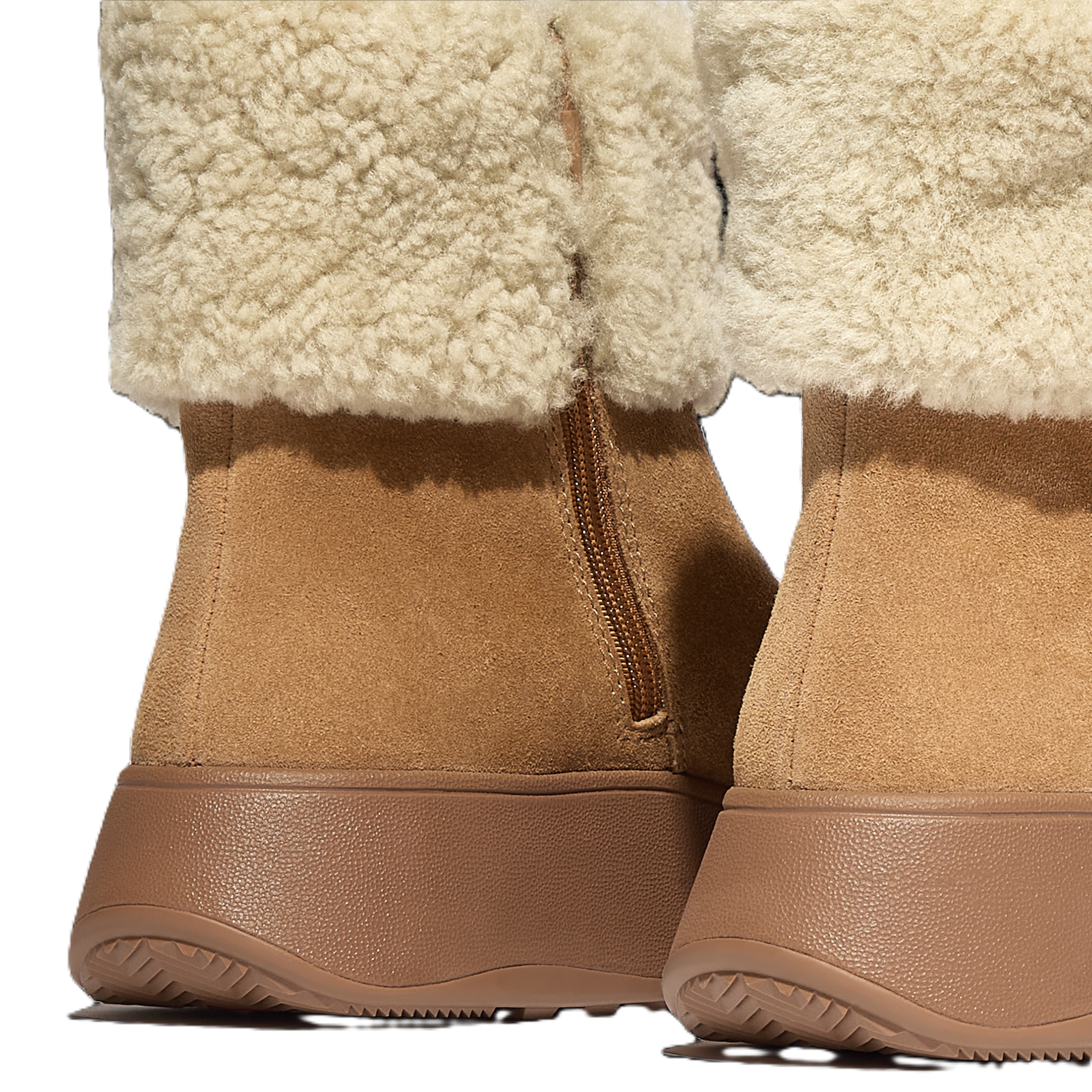 FitFlop F Mode Shearling Collar Zip, Alternate, color, Desert Tan