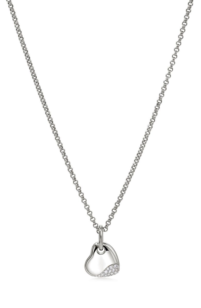 John Hardy Pebble Heart Pavé Diamond Short Pendant Necklace, Main, color, 
