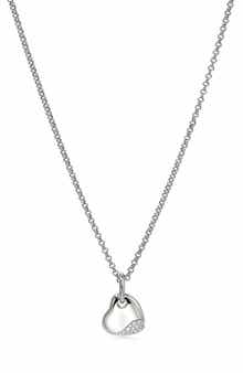 John Hardy Pebble Heart Pavé Diamond Short Pendant Necklace
