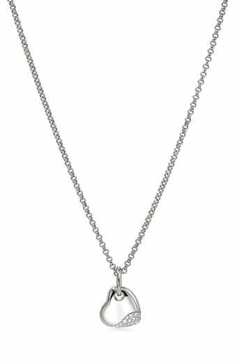 John Hardy Pebble Heart Pavé Diamond Short Pendant Necklace