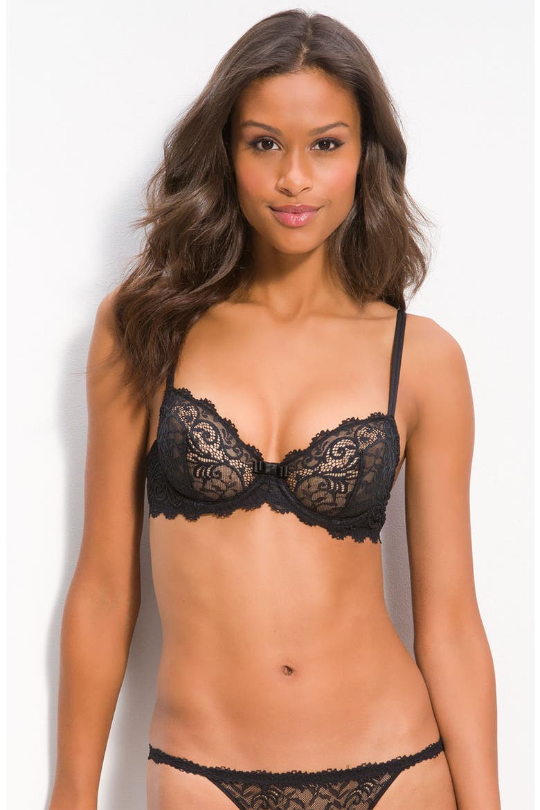 'Celeste' Underwire Demi Plunge Bra, Main, color, BLACK