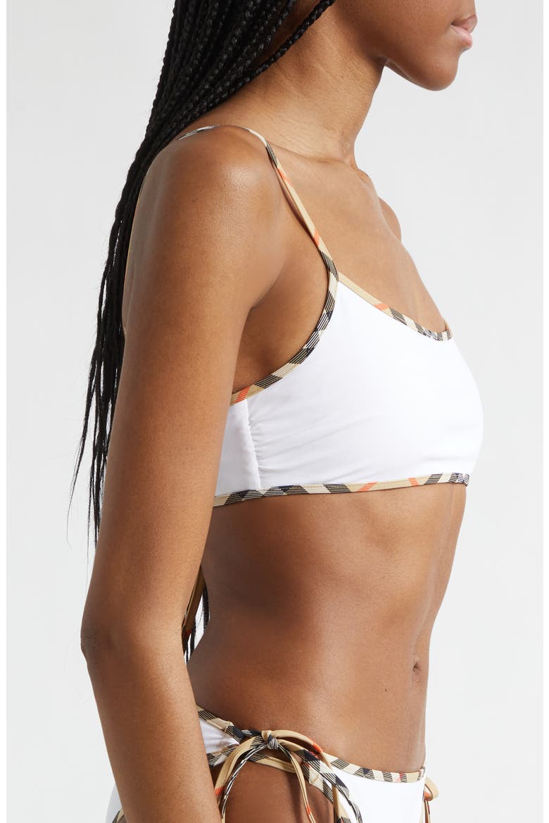 Starla Check Trim Bikini Top, Alternate, color, WHITE