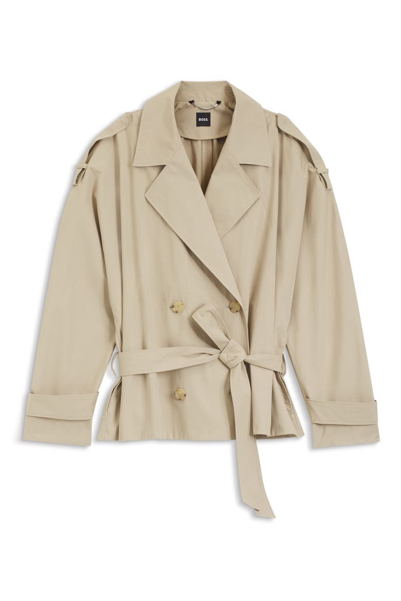 Cropped Cotton Trench Coat, Alternate, color, PUMICE