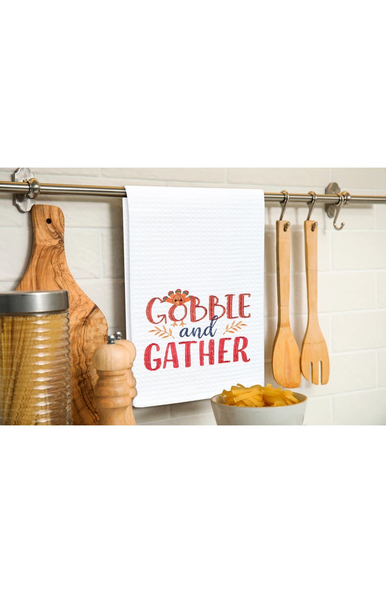 C&F Home Gobble & Gather Embroidered & Waffle Weave Kitchen Dishtowel, Alternate, color, White