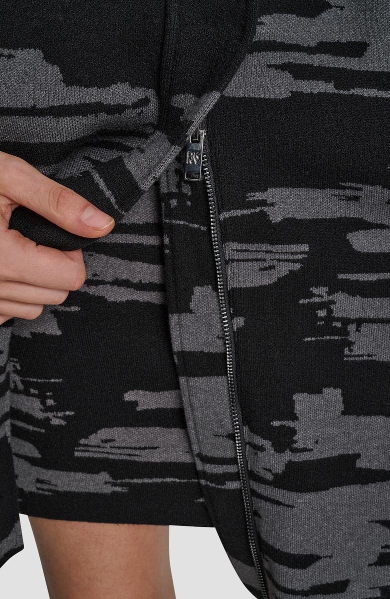 DKNY Knit Sweater Cape, Alternate, color, Black/ Graphite