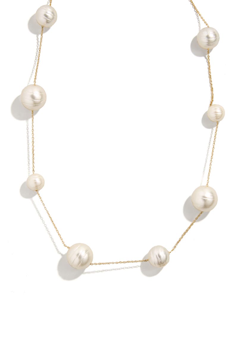 BaubleBar Match with Mama Imitation Pearl Necklace, Alternate, color, Pearl