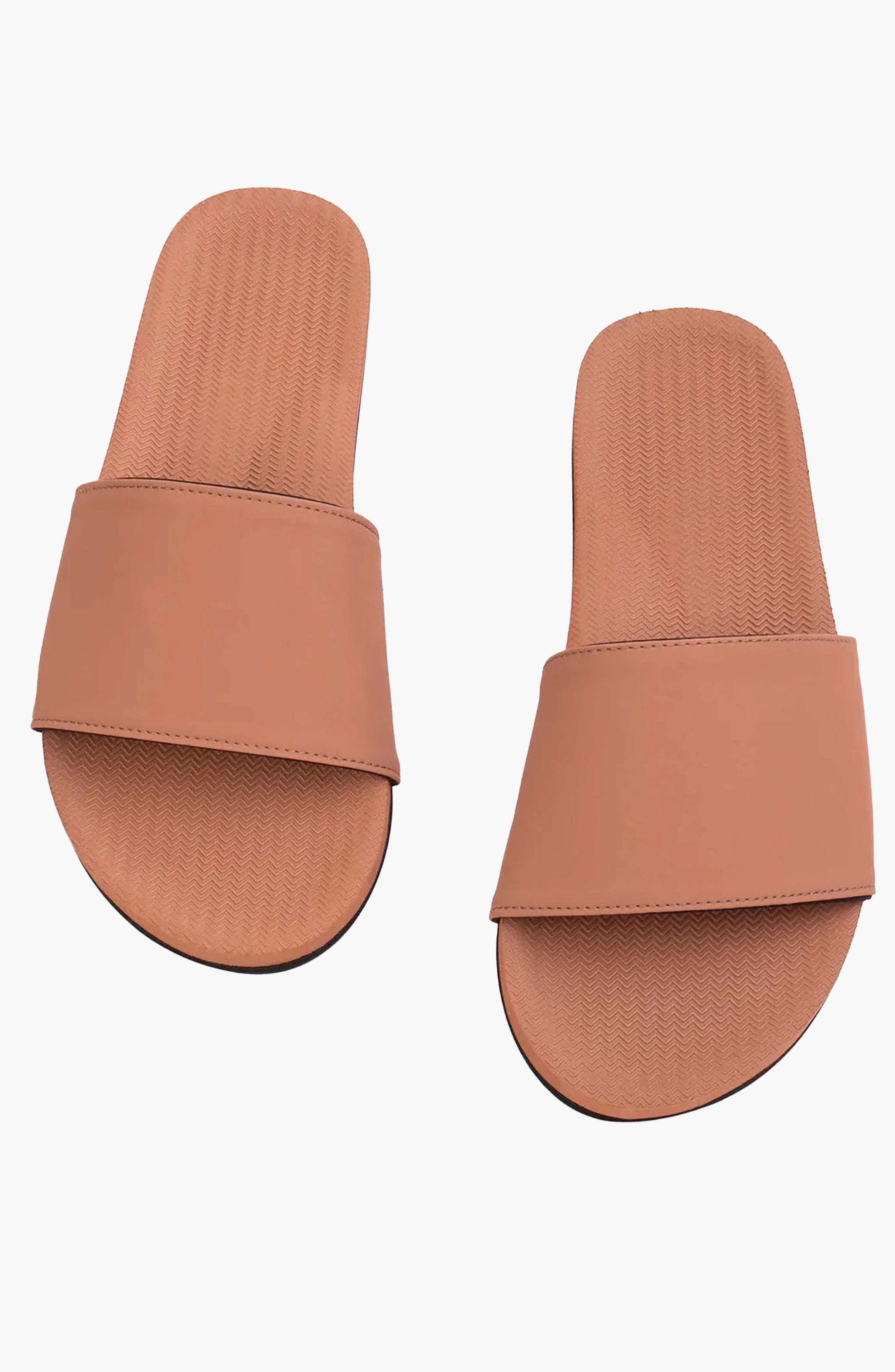 Responsibly-Made Tire Sole Slide Sandals, Alternate, color, Rust