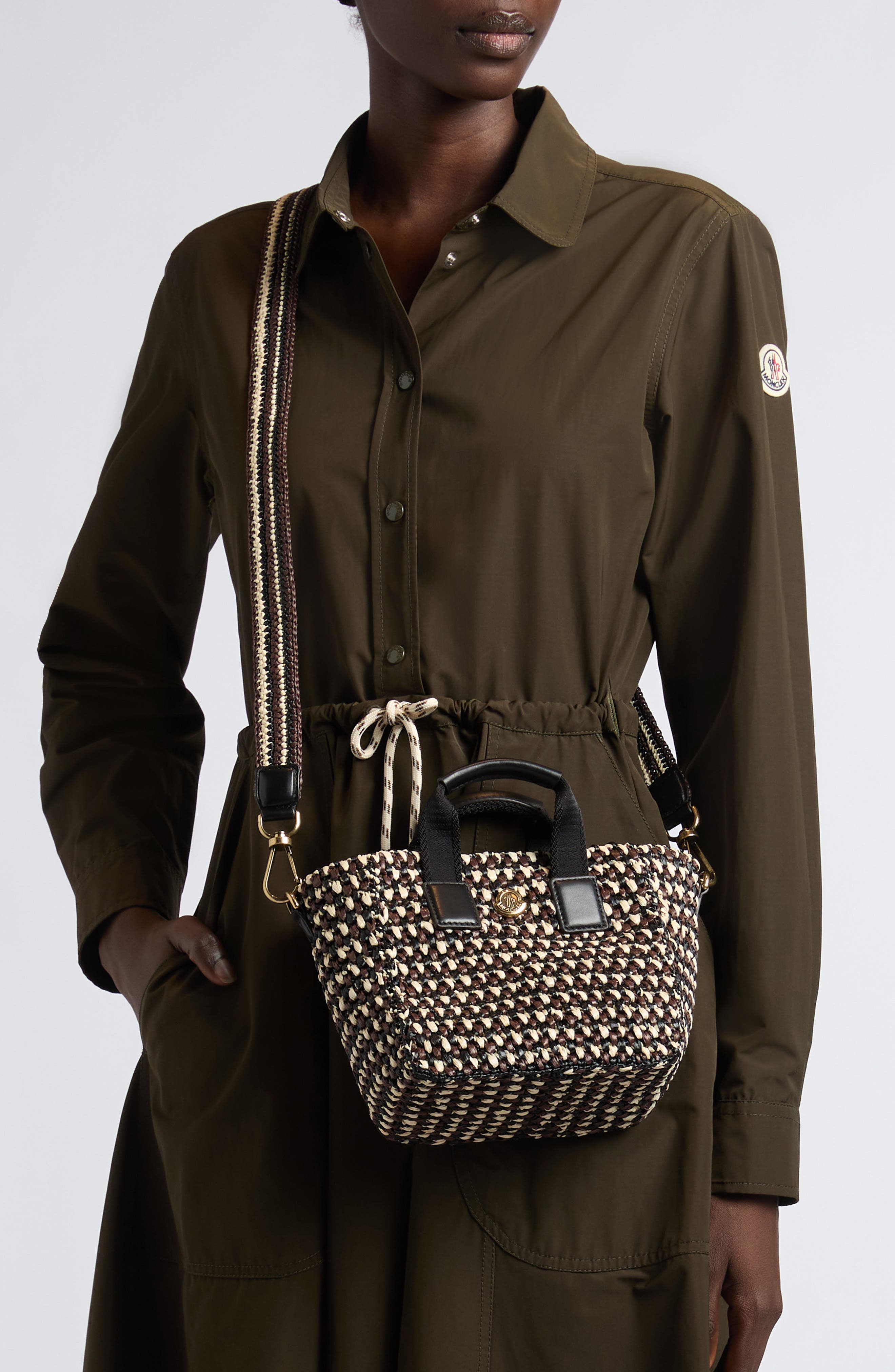 Moncler Micro Caradoc Crossbody Bag, Alternate, color, Raffia