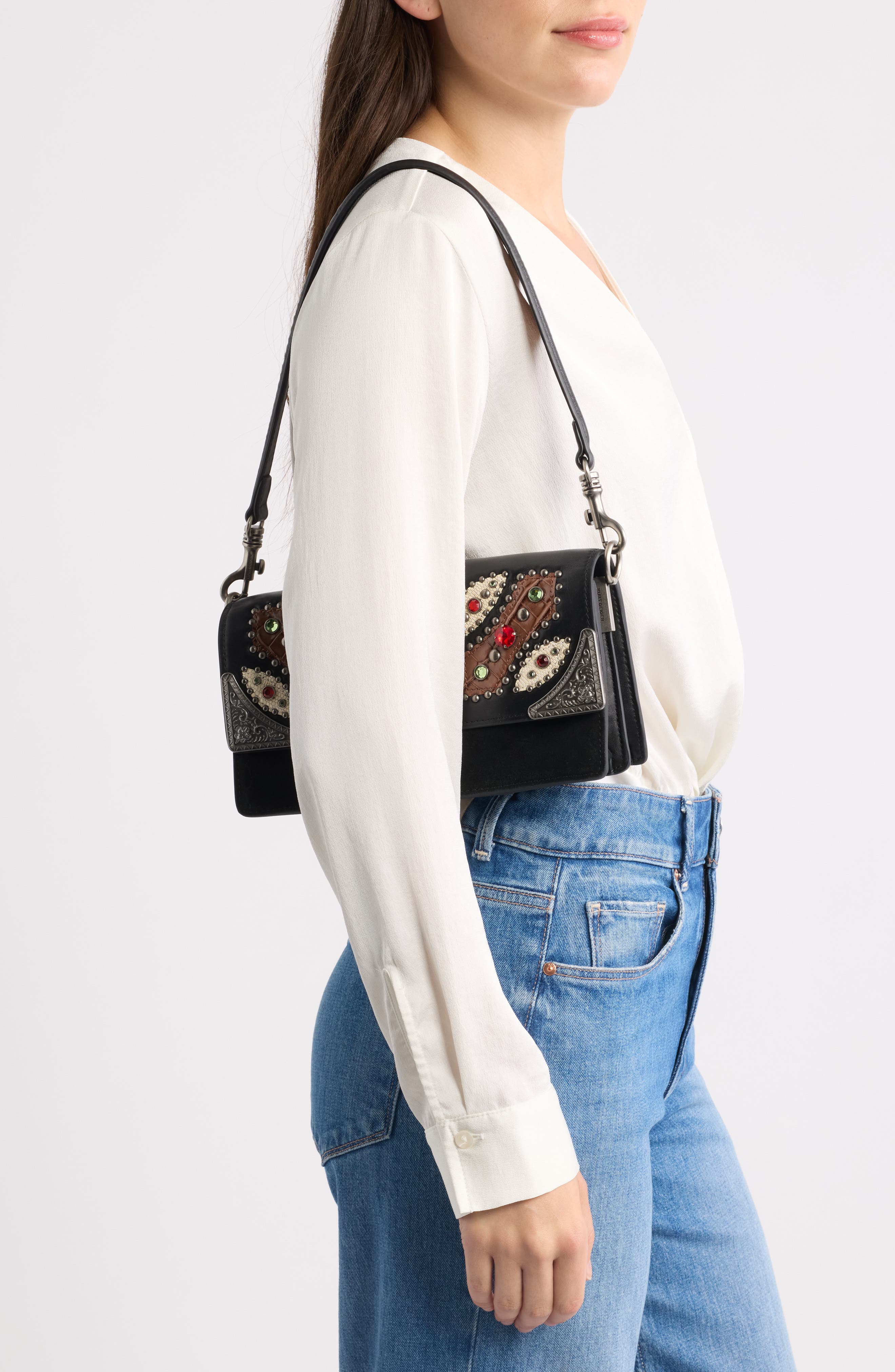 Sloane Soft Leather Shoulder Bag, Alternate, color, CHARCOAL