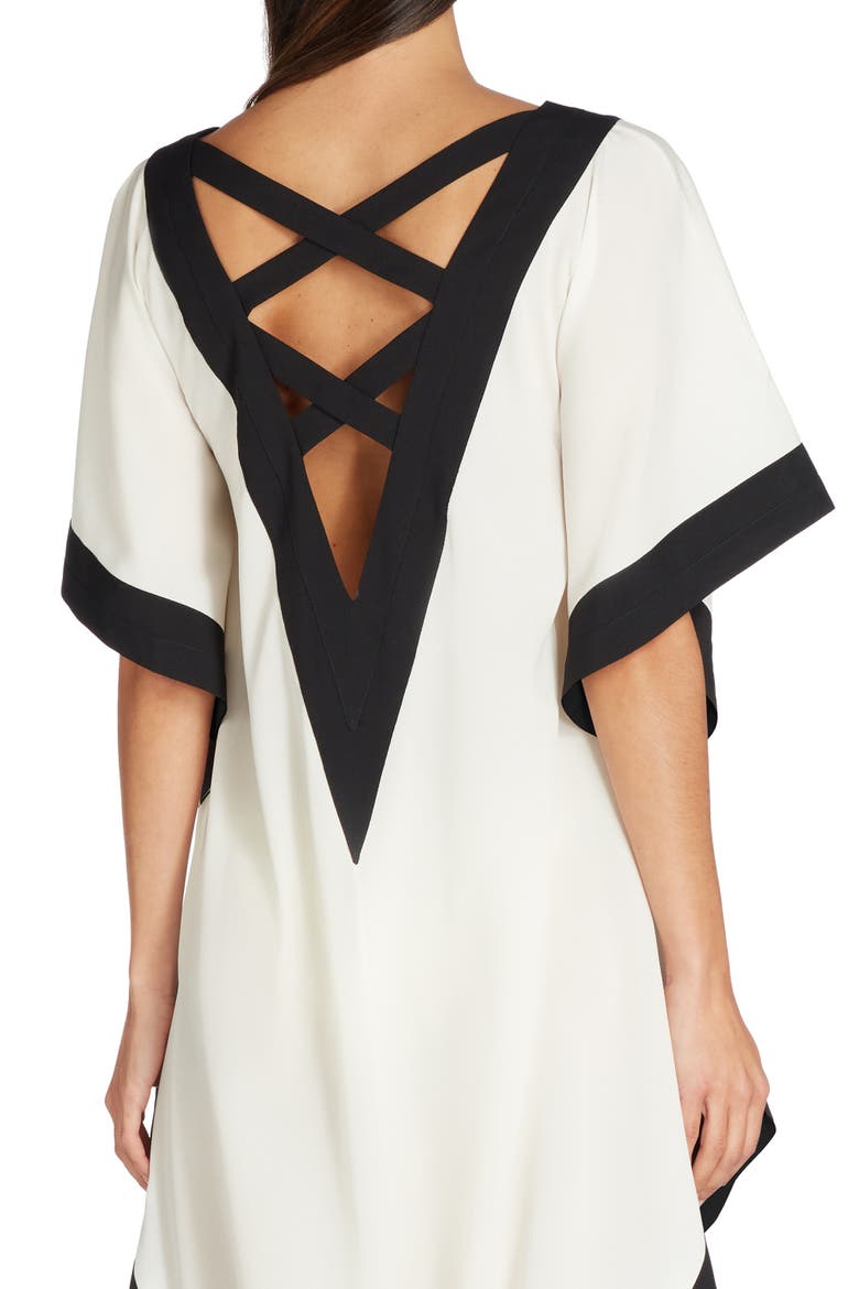 Aria High-Low Crepe de Chine Cover-up Dress, Alternate, color, Off White