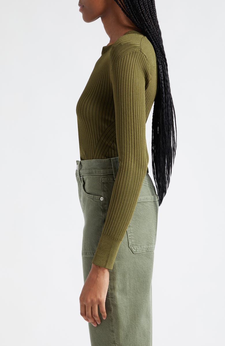 Veronica Beard Acara Rib Sweater, Alternate, color, Army