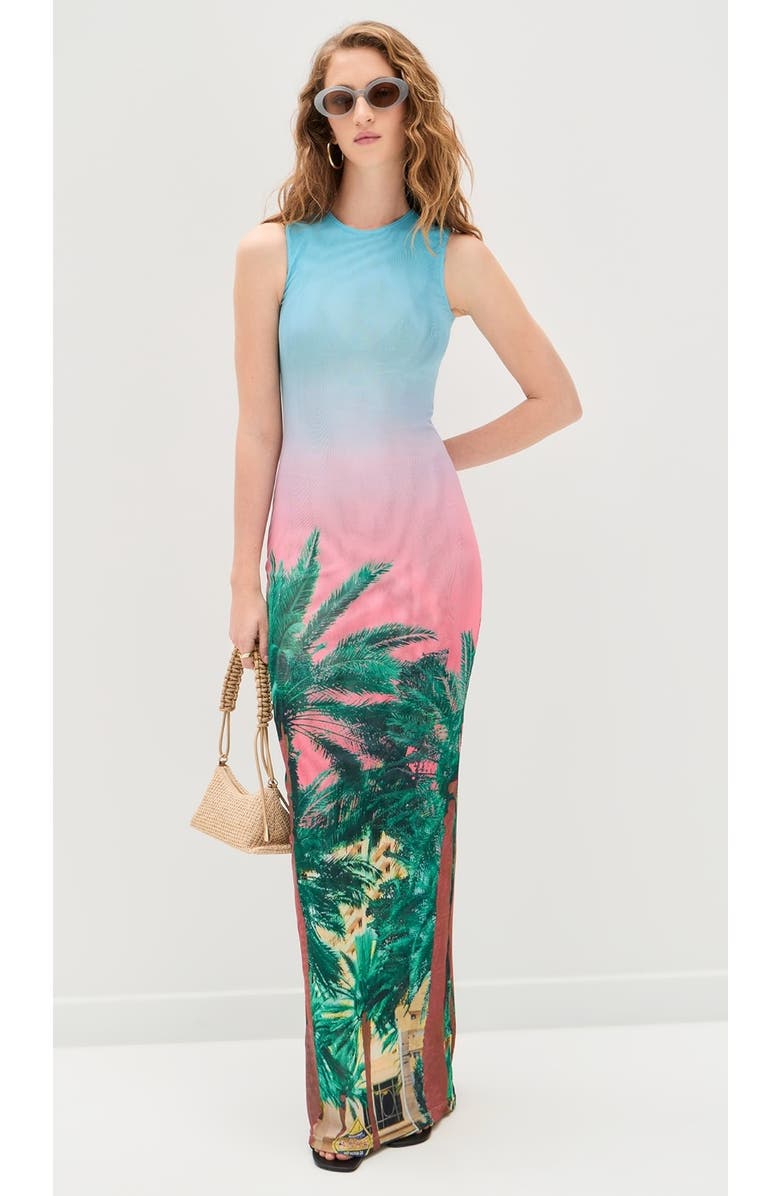 Dur Doux Miami Maxi Dress, Alternate, color, Miami Palm Print