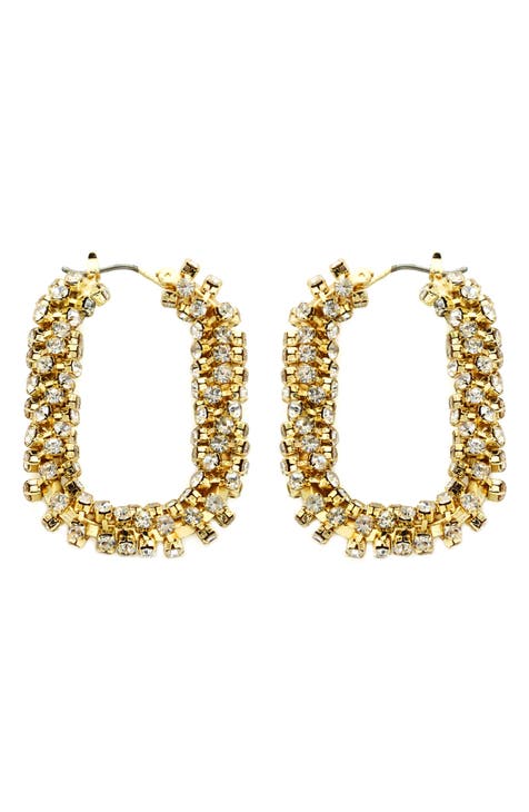 Crystal Encrusted Hoop Earrings