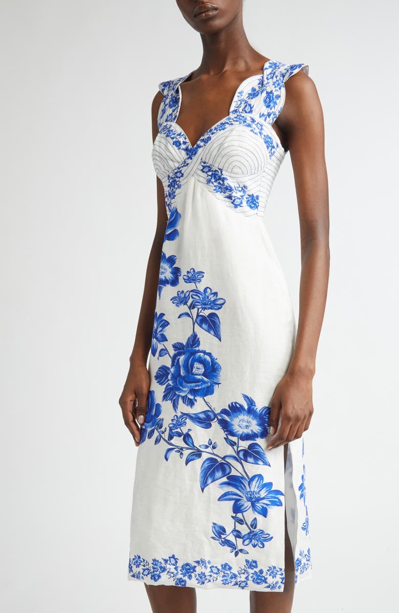 FARM Rio Floral Cascade Linen Dress, Alternate, color,