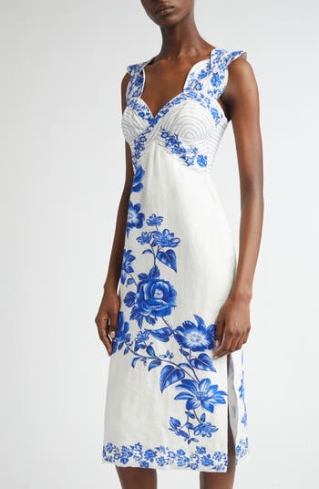 Floral Cascade Linen Dress