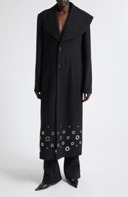 Proenza Schouler Alix Grommet Eyelet Wool Melton Coat