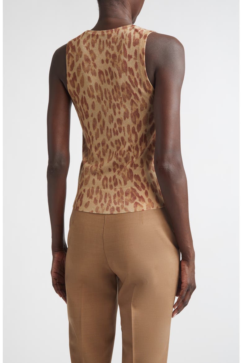 Fine Gauge Leopard Print Wool Blend Sweater Vest, Alternate, color, RUST MULTI ANIMAL PRINT