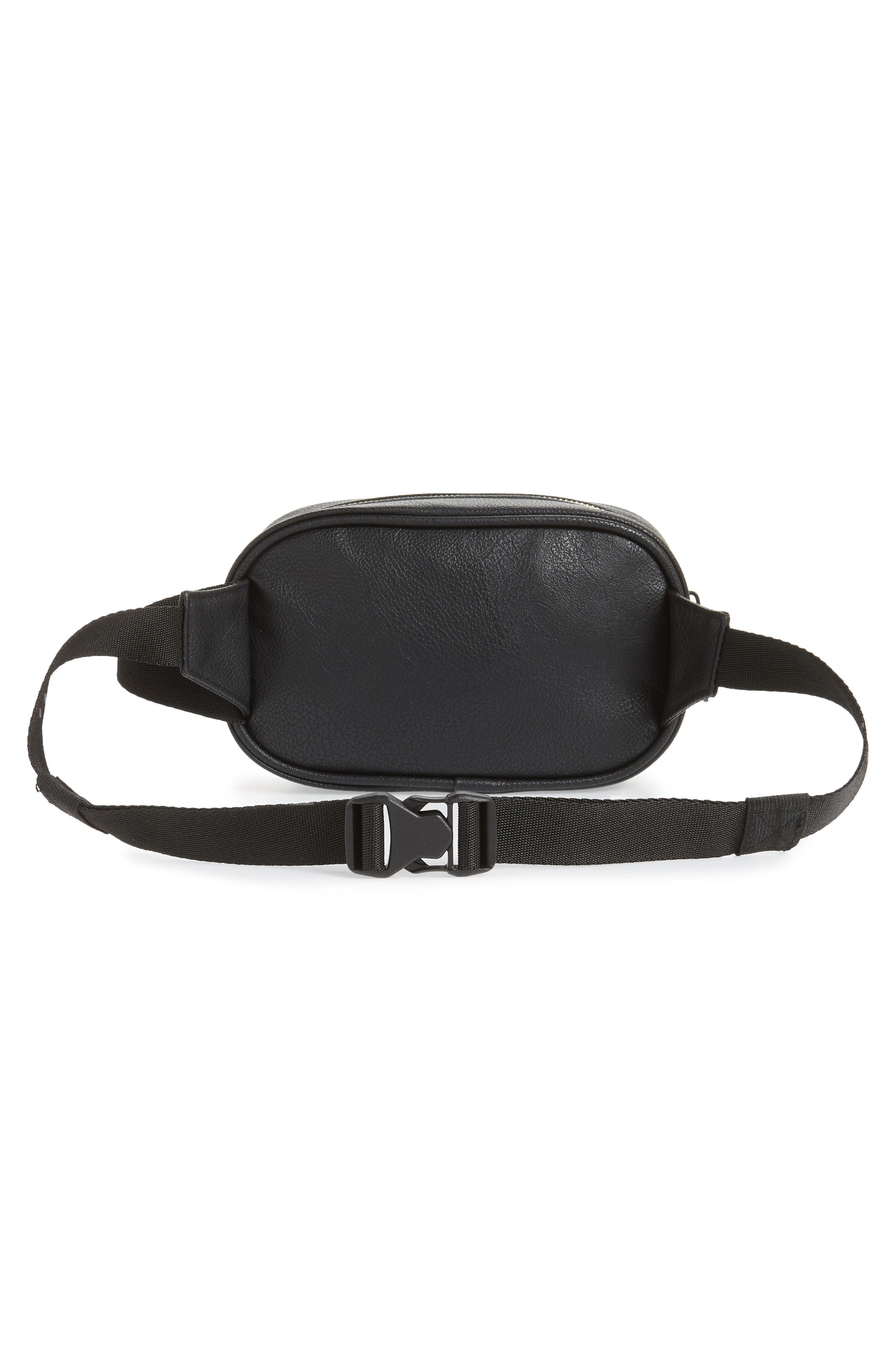 adidas Ori Faux Leather Fanny Pack, Alternate, color, BLACK