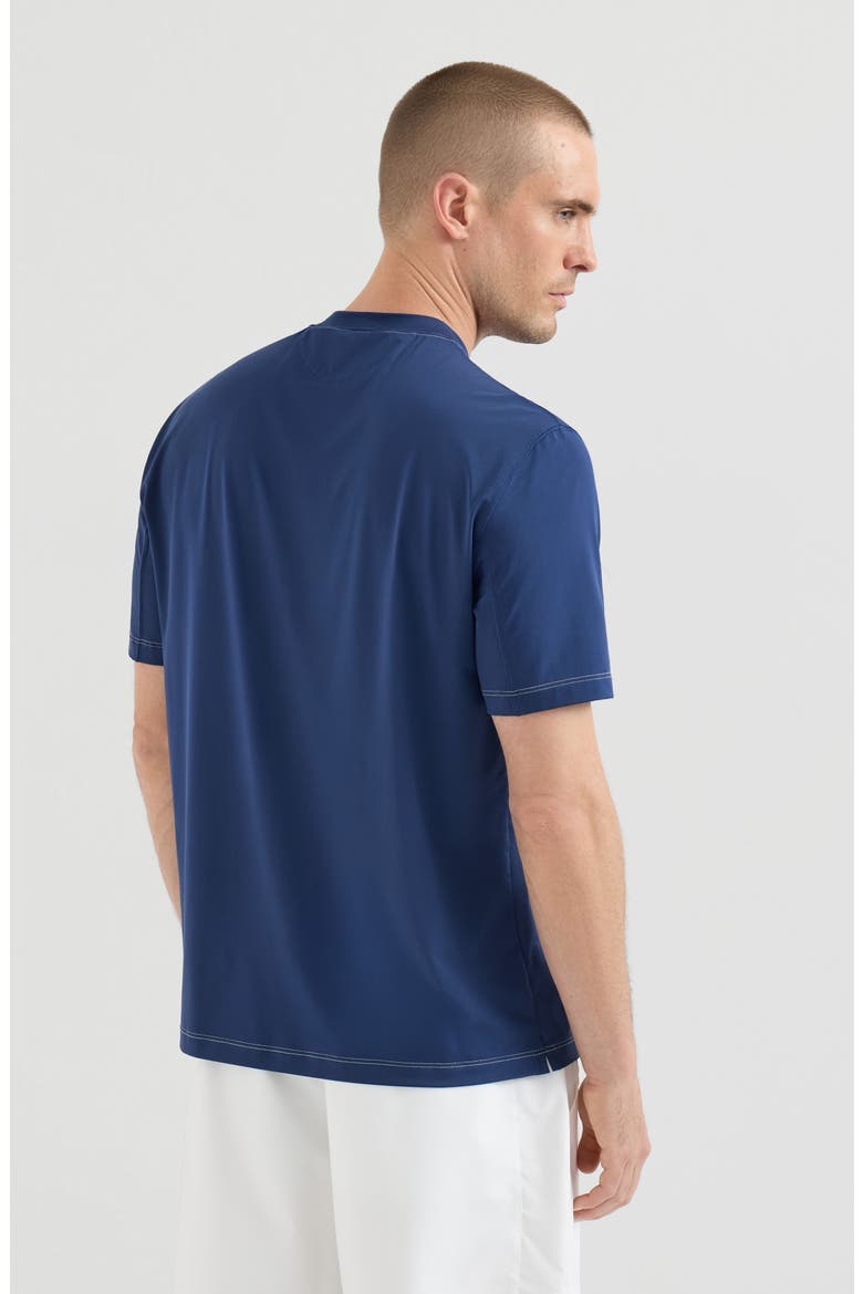 Comfort nylon crew neck T-shirt with logo, Alternate, color, Avio Blue