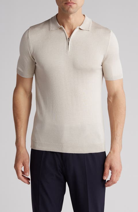 Short Sleeve Quarter Zip Knit Polo