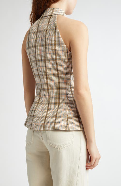Veronica Beard Orlinda Plaid Seersucker Vest In Dark Stone Multi