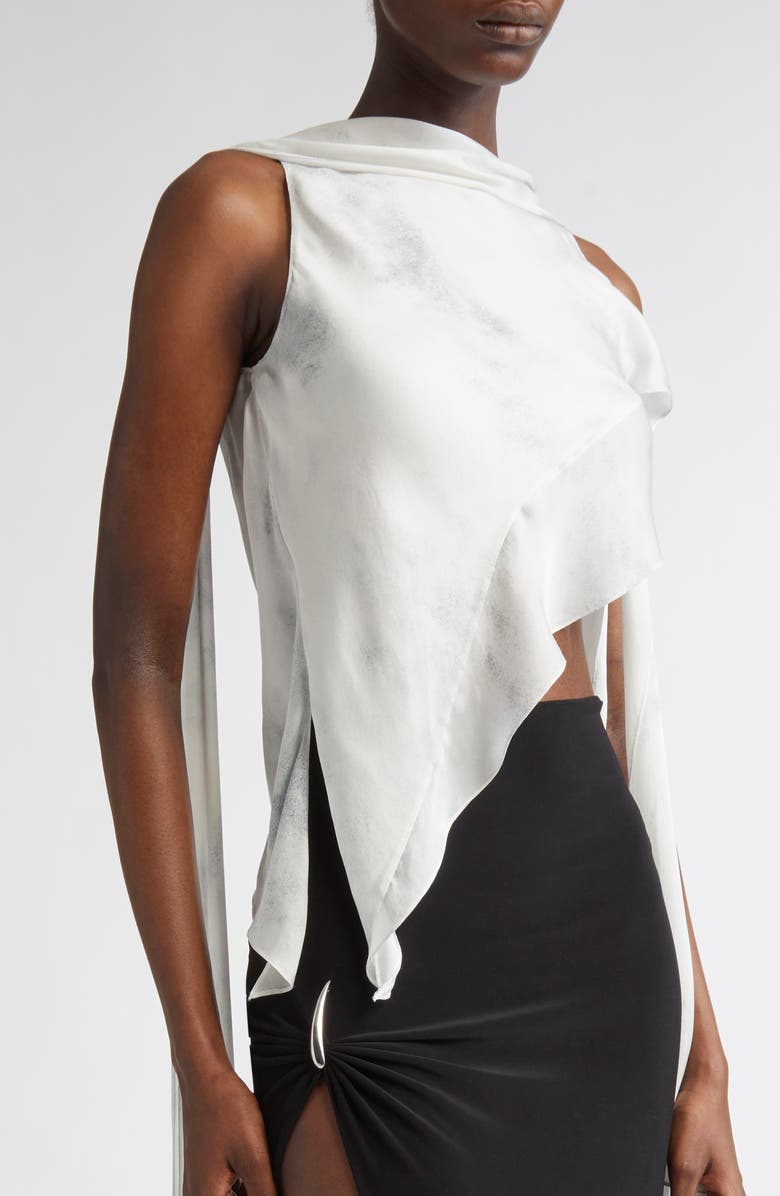 GRACE LING Asymmetric Silk Chiffon Scarf Top, Alternate, color, Ash