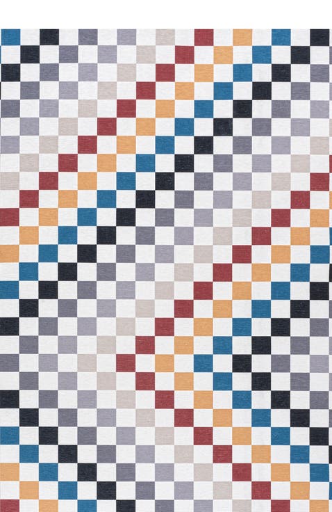 Ainsley Modern Cottage Checkerboard Washable Area Rug