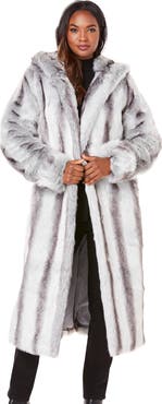 Roaman's Plus Size Hooded Faux Fur Coat
