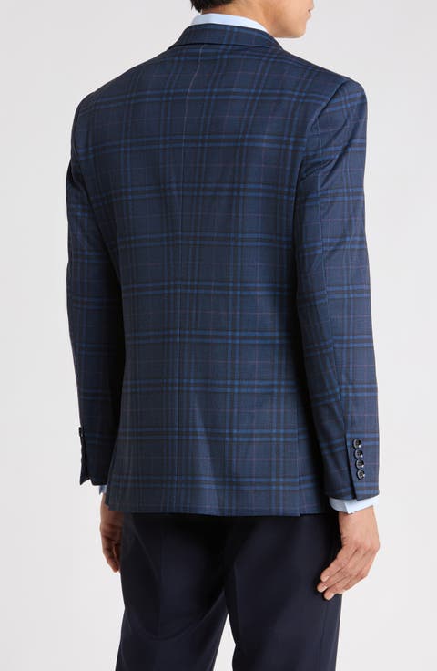 Plaid Stretch Knit Sport Coat